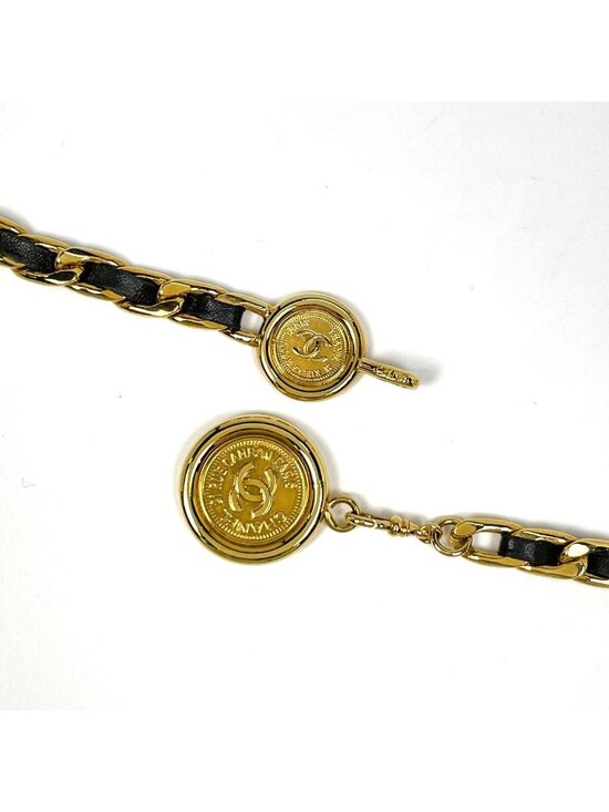 Chanel CC Logo Chain Belt 31 Rue Cambon Leather Gold
